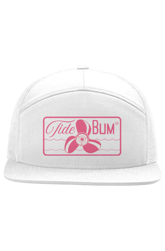 TideBum Pink Logo Seven Panel Trucker hat