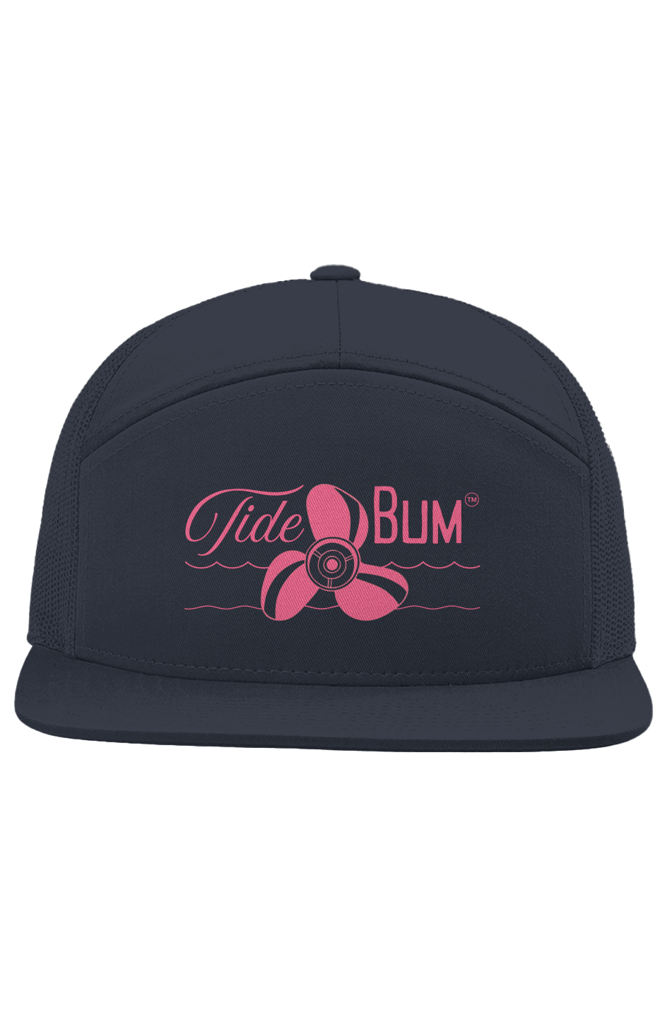TideBum Pink Logo no border Seven Panel Trucker hat