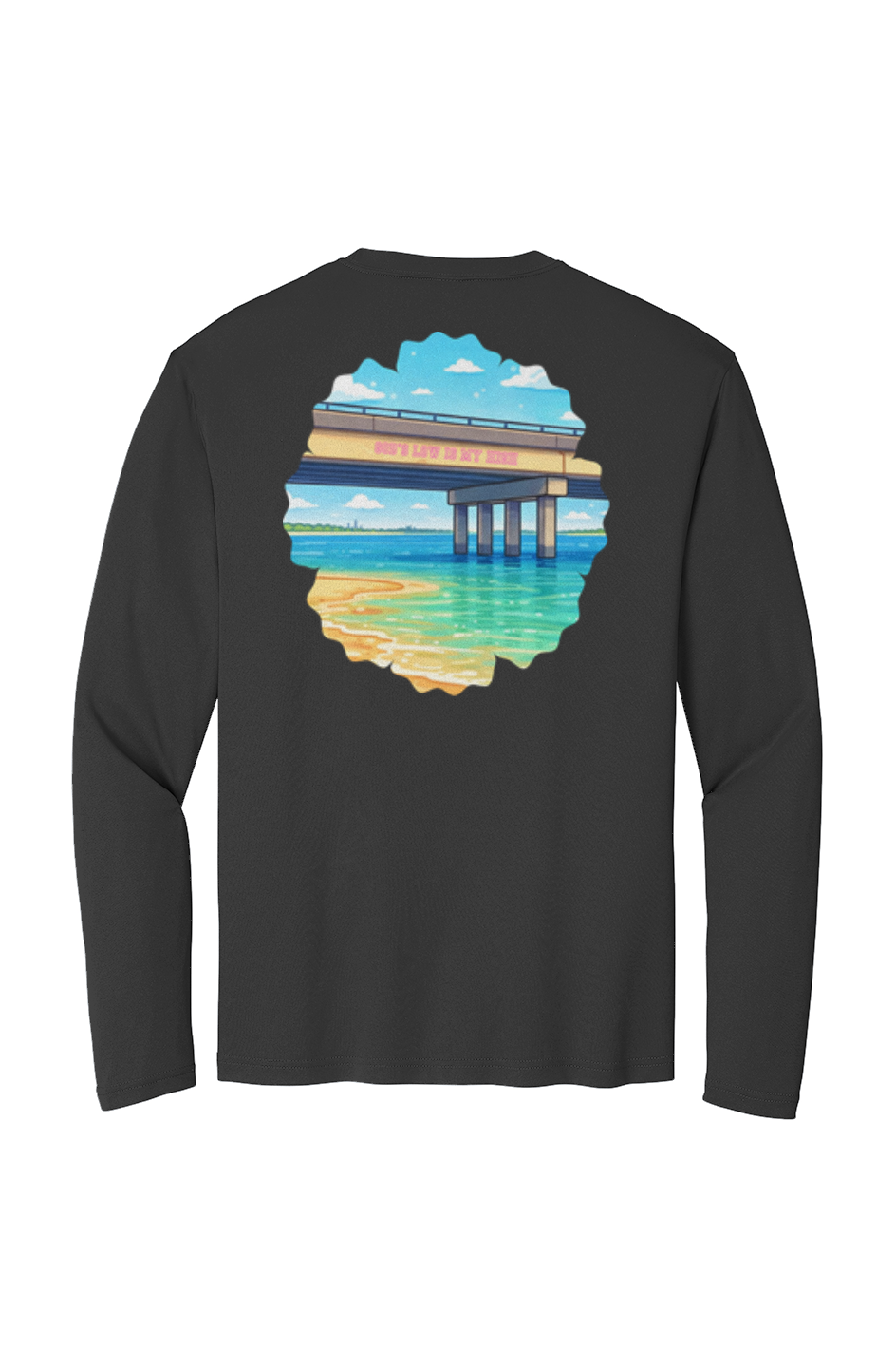 TideBum Pink Logo Bridge Sport Tek Long Sleeve Tee