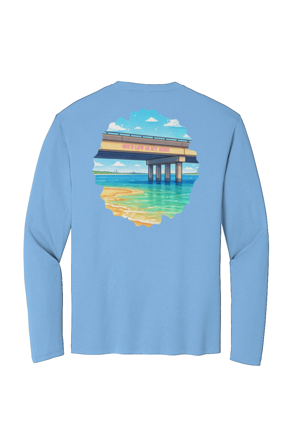 TideBum Pink Logo Bridge Sport Tek Long Sleeve Tee