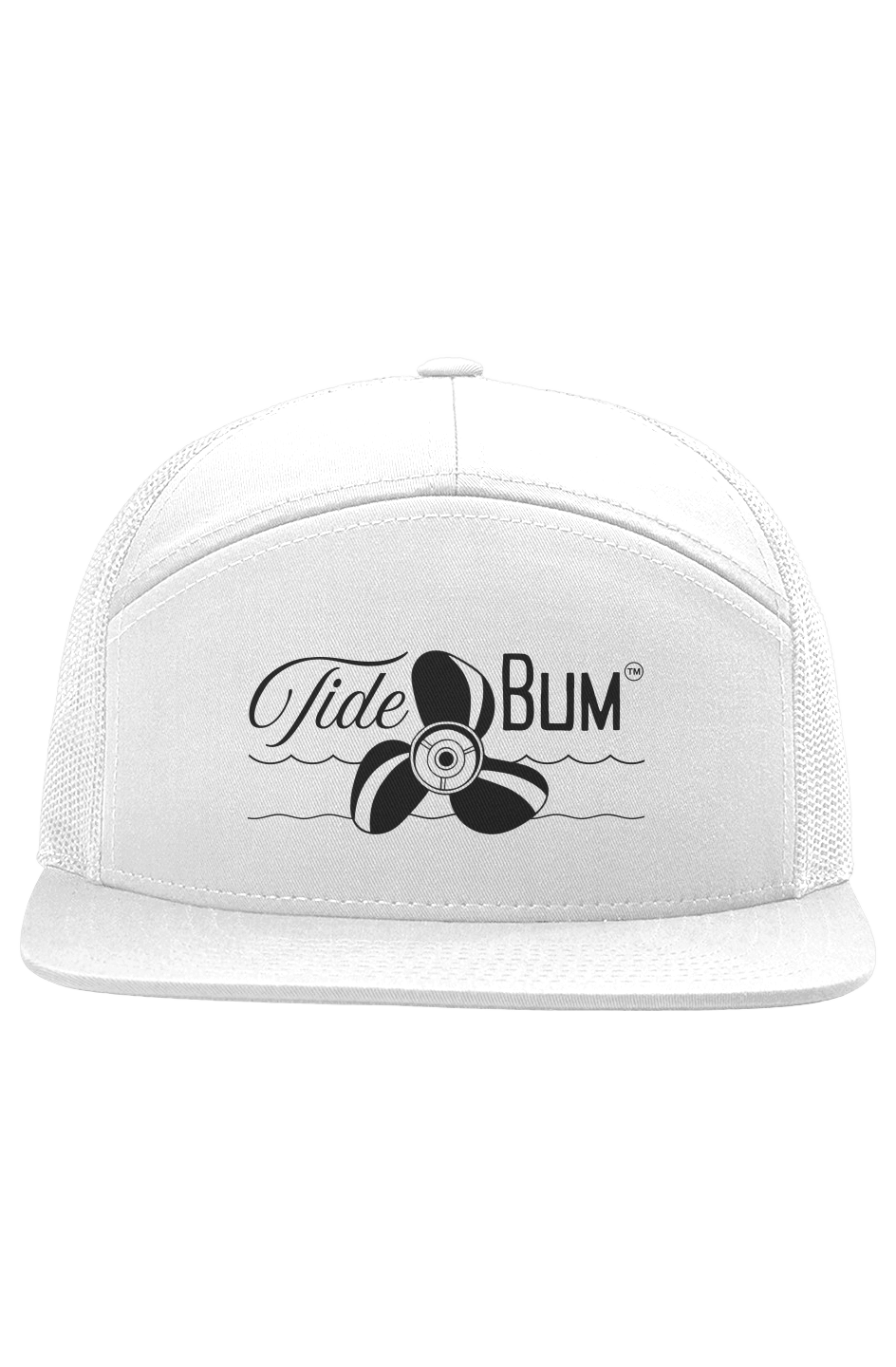 TideBum Black Logo Seven Panel Trucker hat