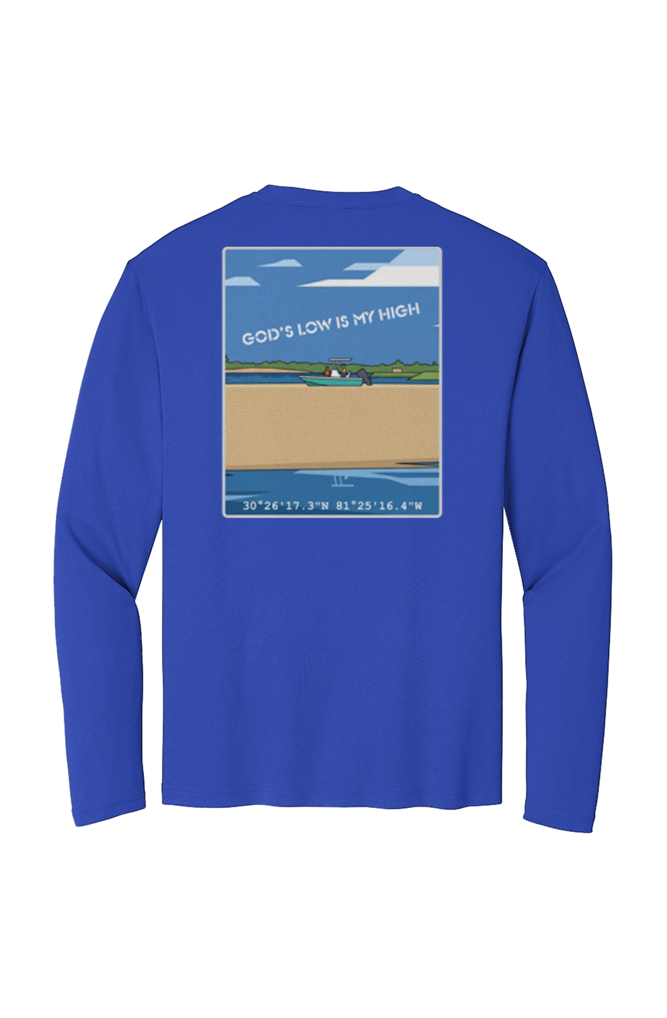TideBum Grey Logo God Beached Boat Sport Tek Long Sleeve Tee