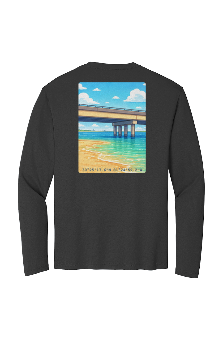 TideBum Bridge AquaLogo Sport Tek Long Sleeve Tee