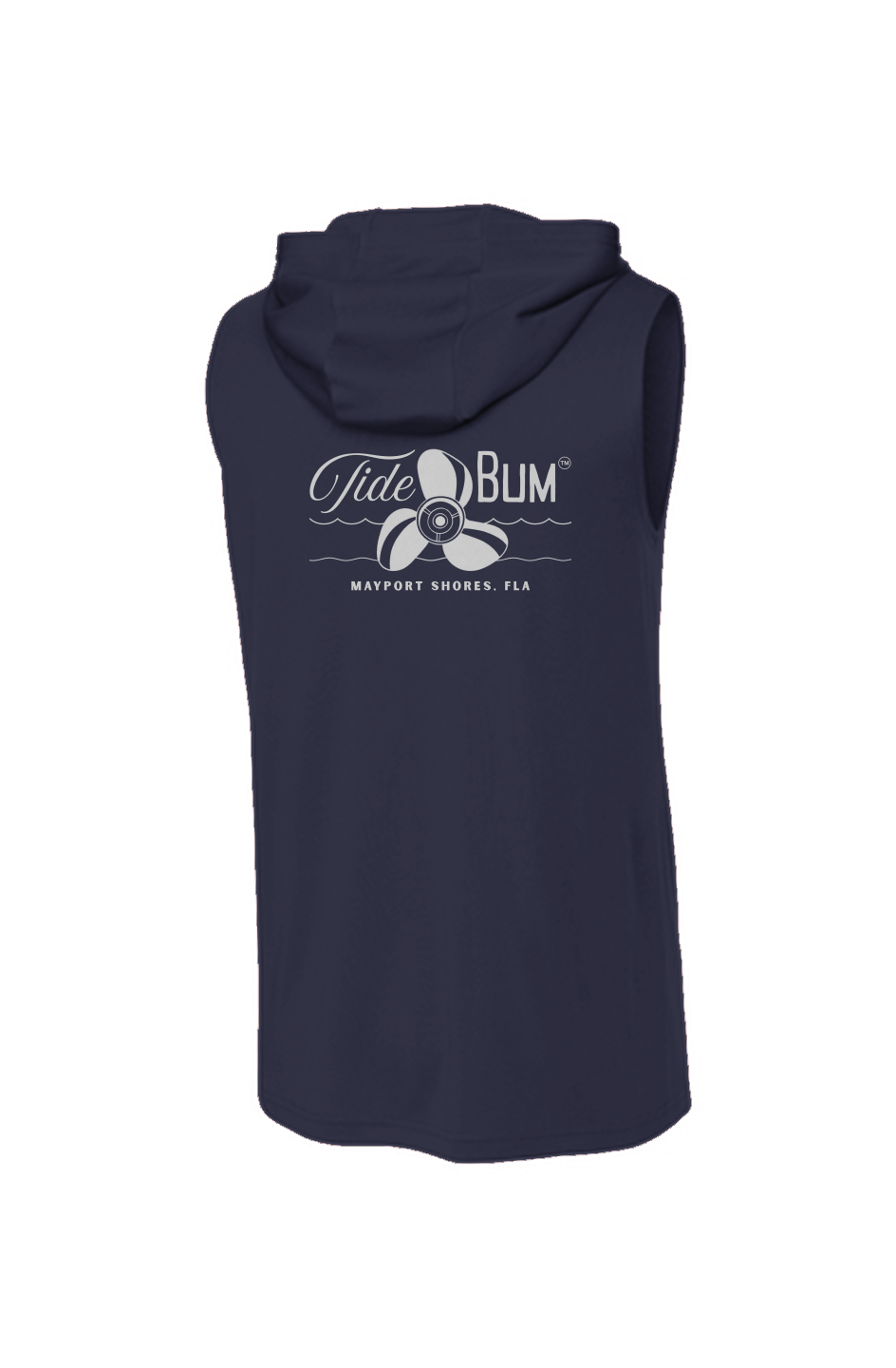 TideBum Mayport grey logo Sport Tek Sleeveless Hoodie
