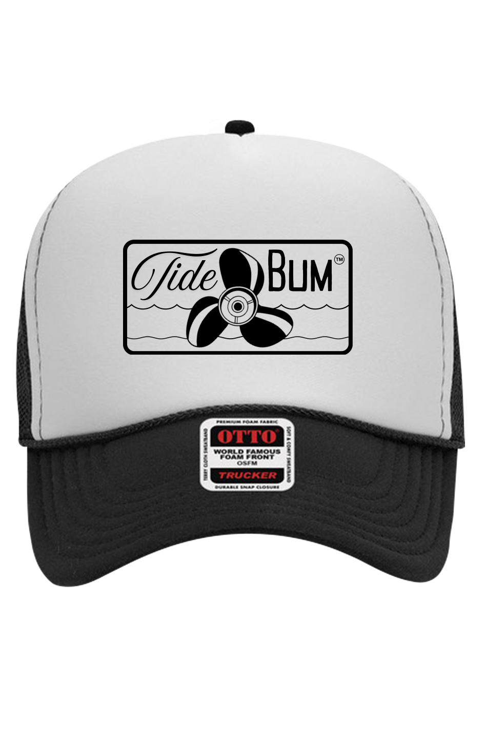 TideBum Otto White Foam Front 5 Panel Trucker Hat