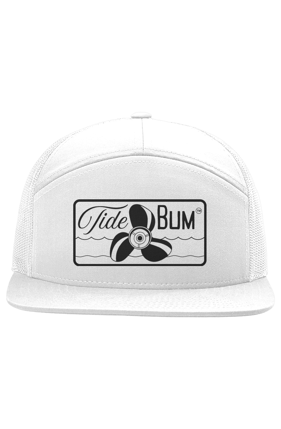 TideBum Black Logo Seven Panel Trucker hat