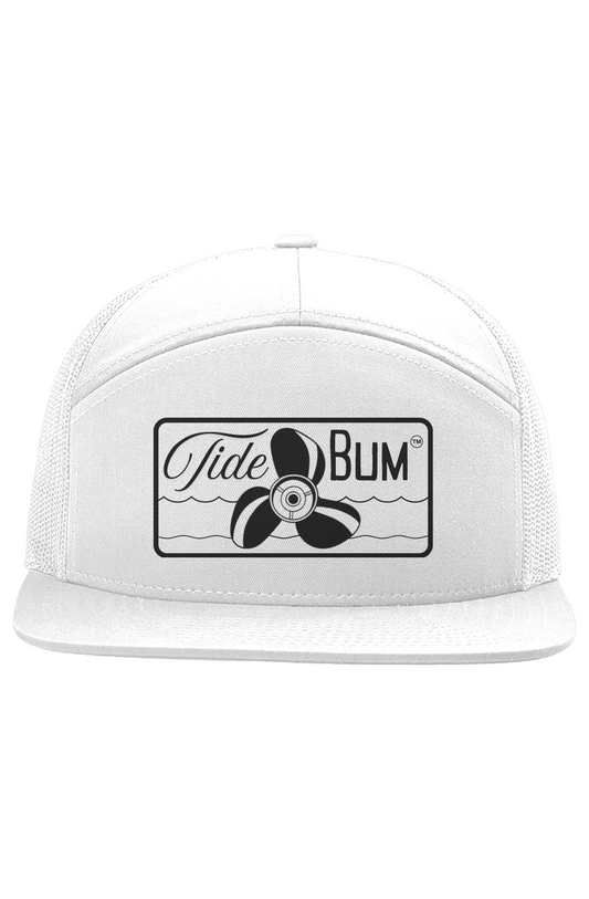 TideBum Black Logo Seven Panel Trucker hat