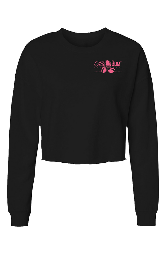 TideBum Pink Logo no border Lightweight Cropped Crew
