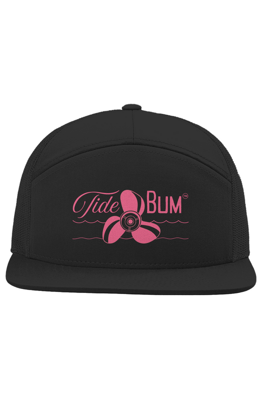 TideBum Pink Logo no border Seven Panel Trucker hat