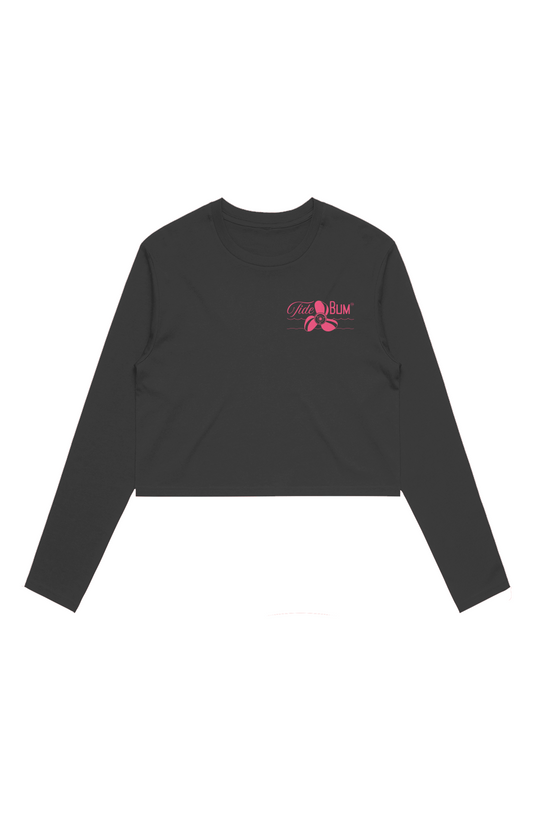 TideBum Pink Logo no border Wo's Crop L S Tee