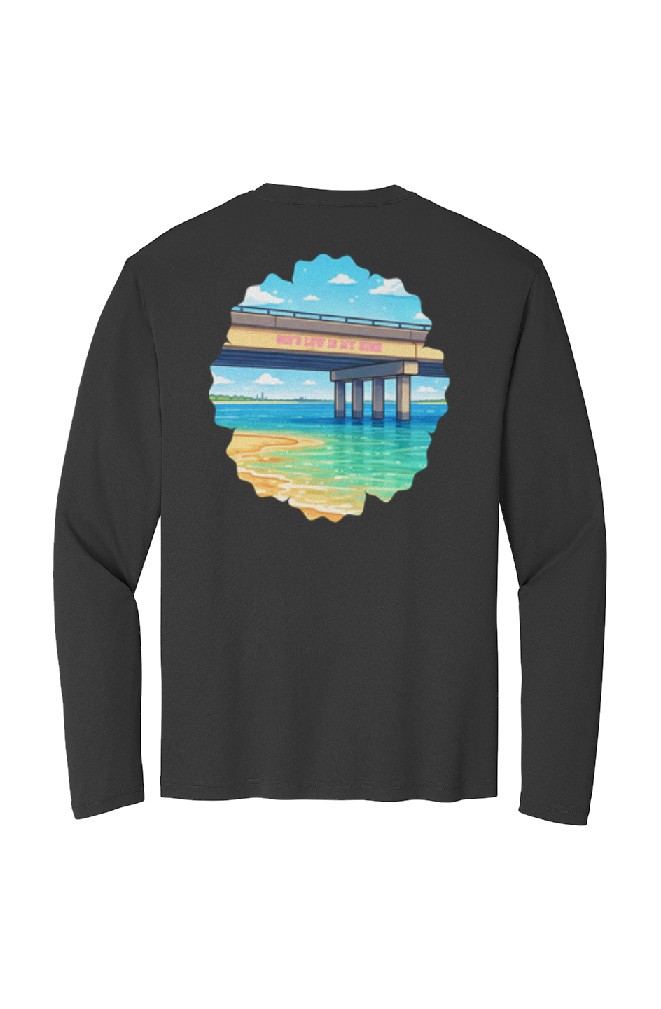TideBum Pink Bridge Sport Tek Long Sleeve Tee