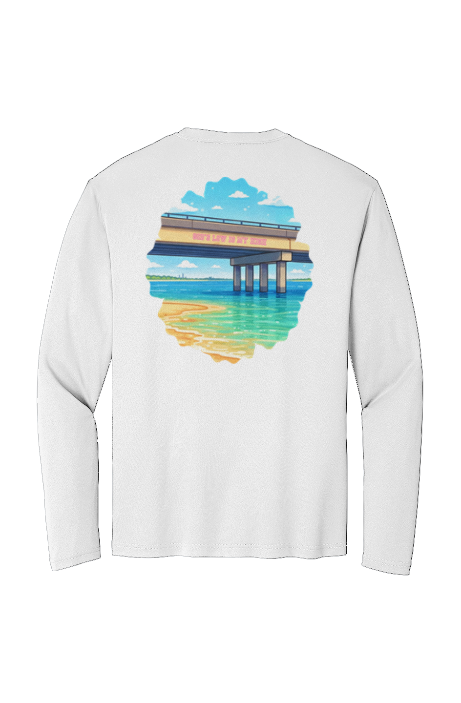 TideBum Pink Bridge Sport Tek Long Sleeve Tee