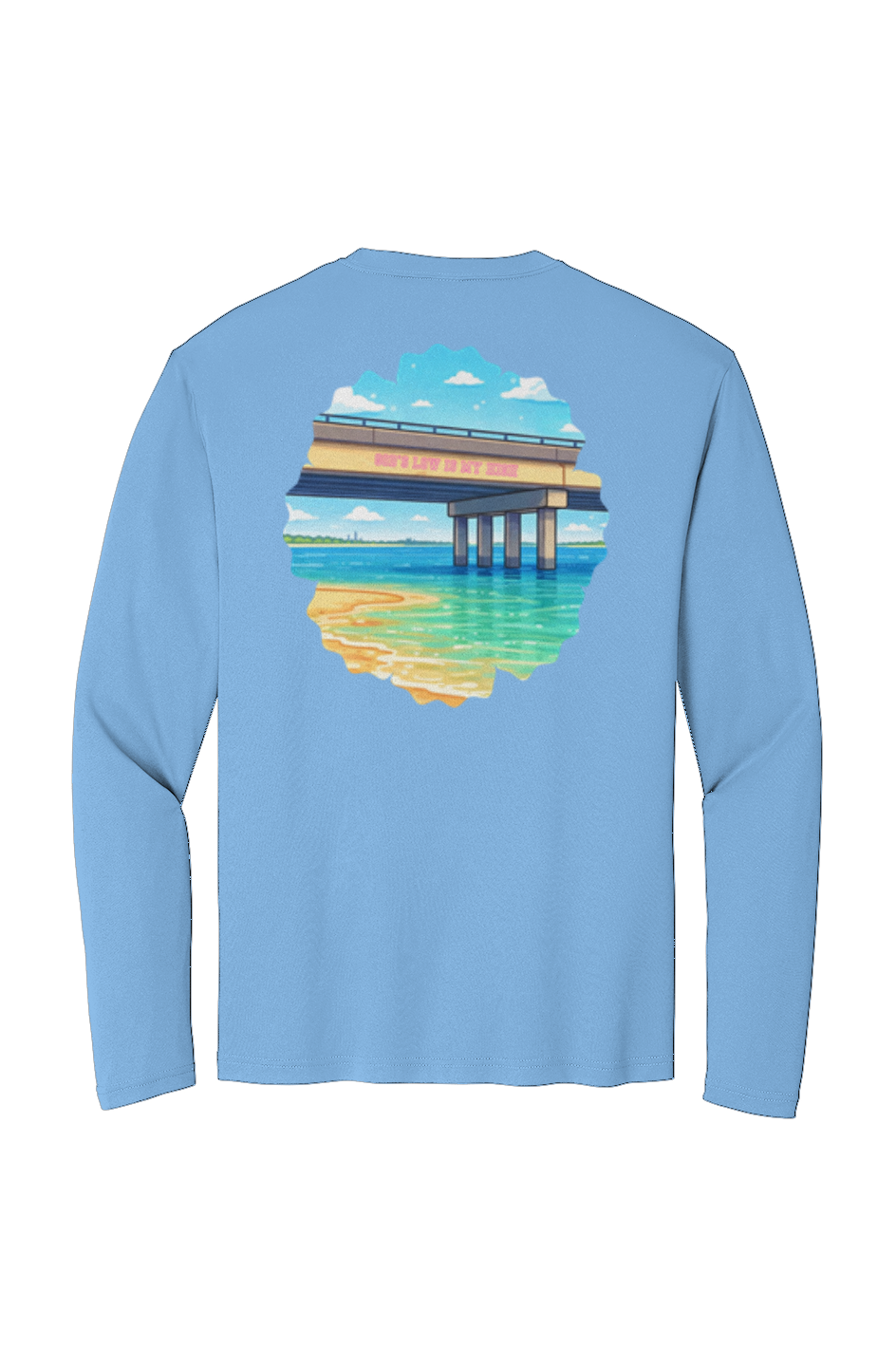 TideBum Pink Bridge Sport Tek Long Sleeve Tee