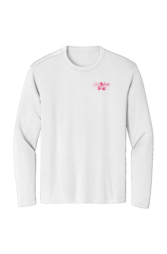 TideBum Pink Logo Bridge Sport Tek Long Sleeve Tee