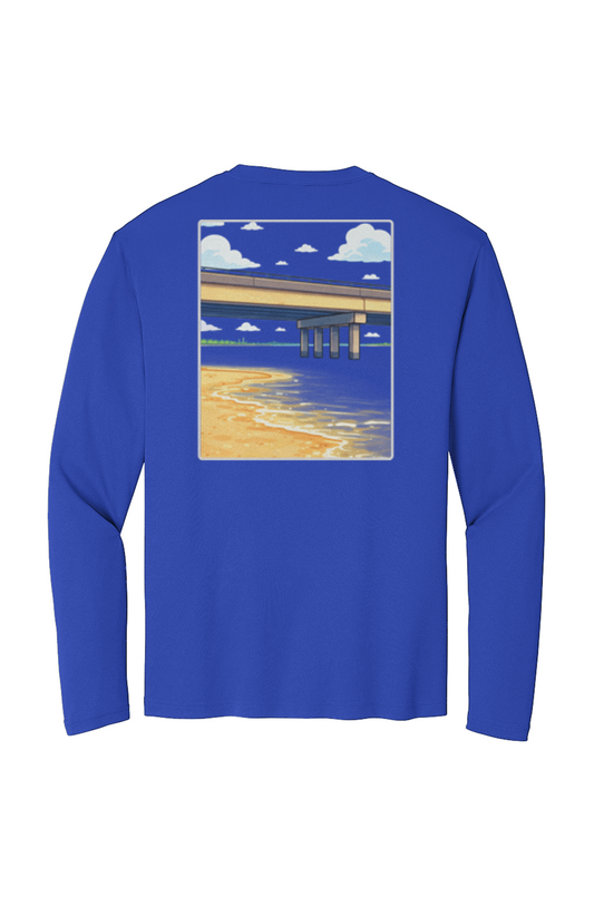 TideBum GreyLogo Bridge Sport Tek Long Sleeve Tee