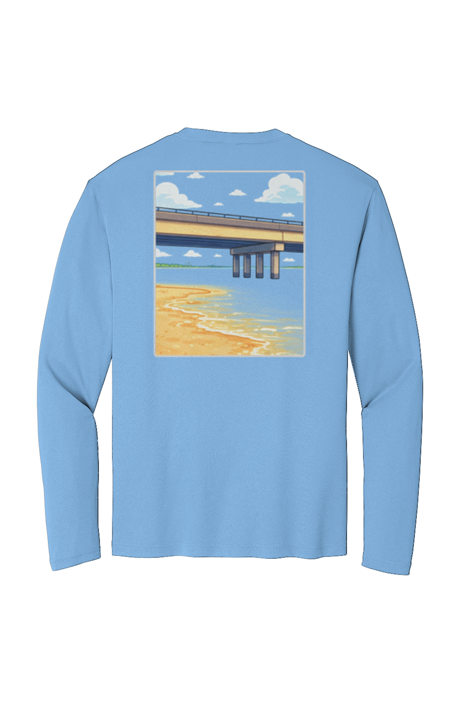 TideBum GreyLogo Bridge Sport Tek Long Sleeve Tee