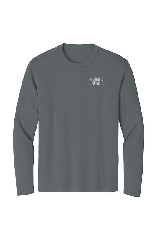 TideBum GreyLogo Boat Sport Tek Long Sleeve Tee