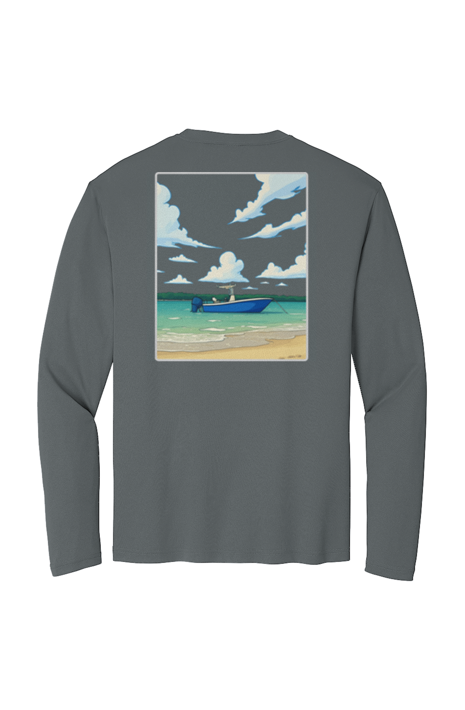 TideBum GreyLogo Boat Sport Tek Long Sleeve Tee