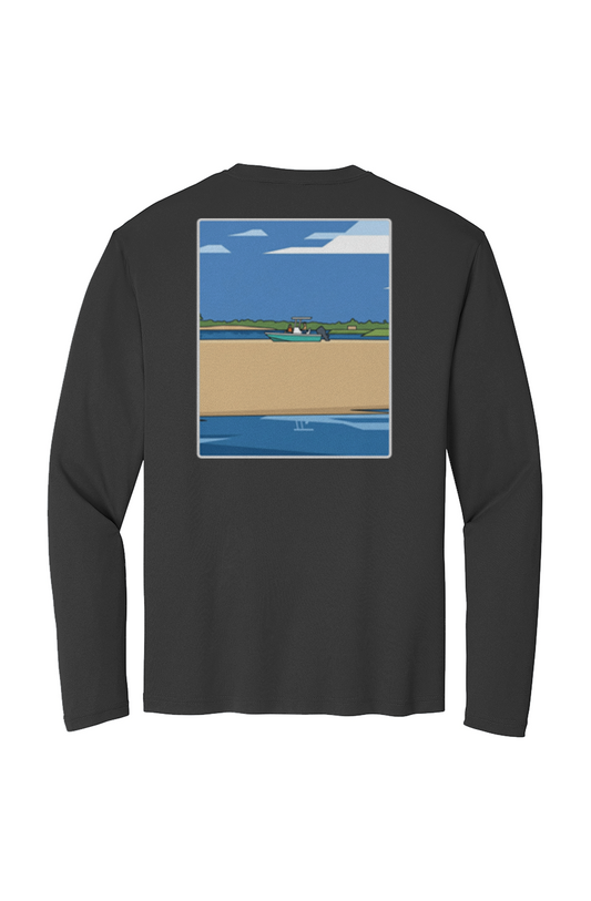 TideBum GreyLogo BeachedBoat Sport Tek Long Sleeve Tee