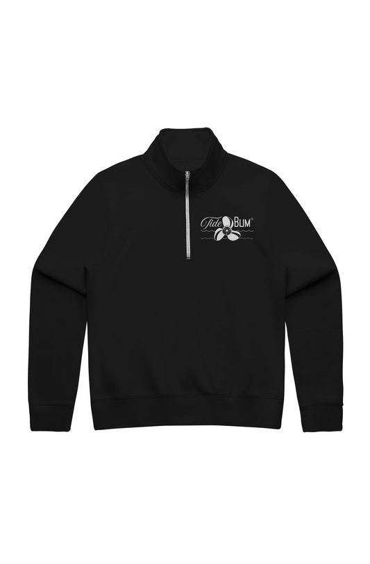TideBum GreyLogo Womens Stencil Half Zip Crew