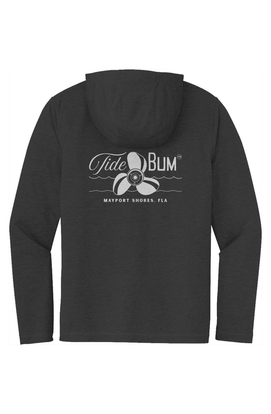 TideBum Mayport grey logo Sport Tek Long Sleeve Hoodie
