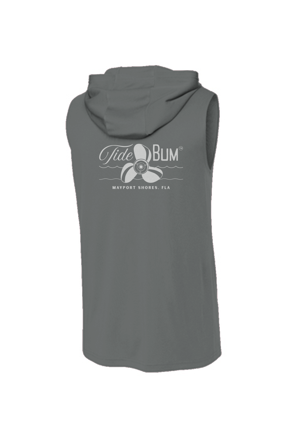 TideBum Mayport grey logo Sport Tek Sleeveless Hoodie