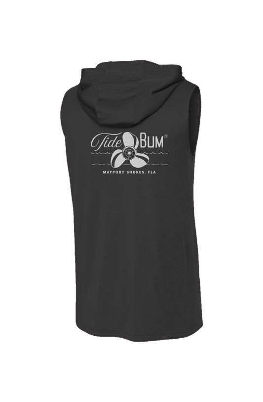 TideBum Mayport grey logo Sport Tek Sleeveless Hoodie