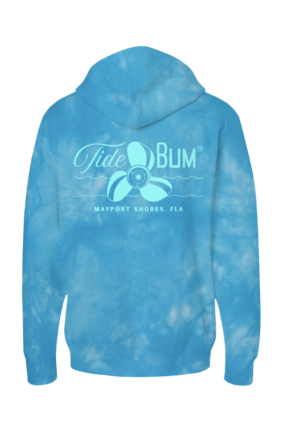 TideBum Mayport aqua logo Tie Dye Aqua Blue Hoodie