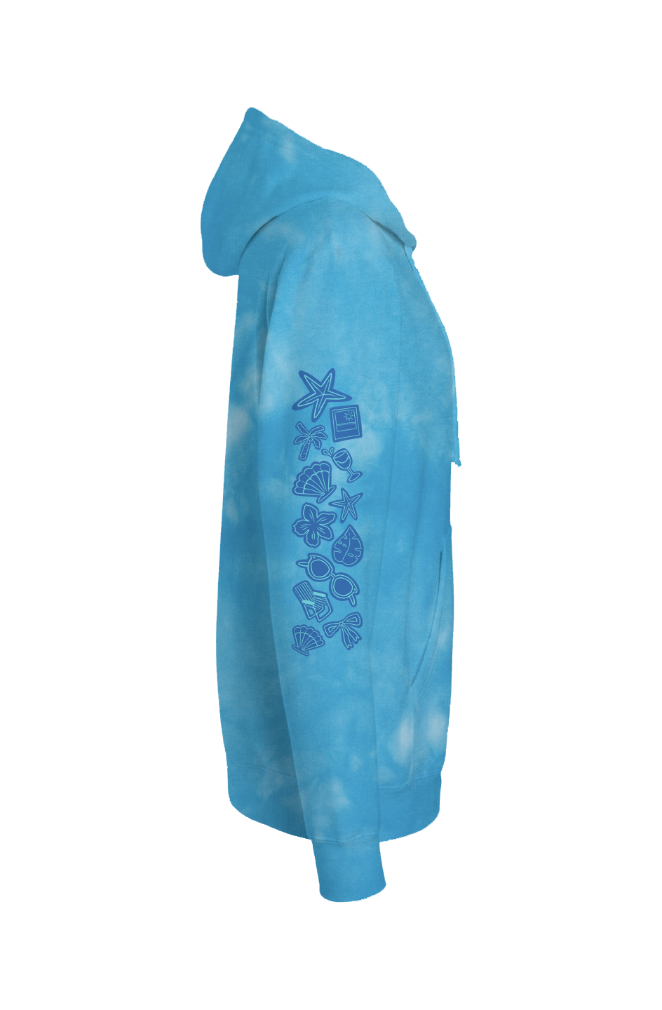 TideBum Mayport Sleeve Dye Aqua Blue Hoodie